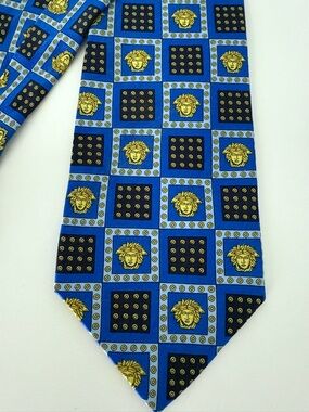 EUC Gianni Versace Vintage Silk Tie with Iconic Medusa Head logo